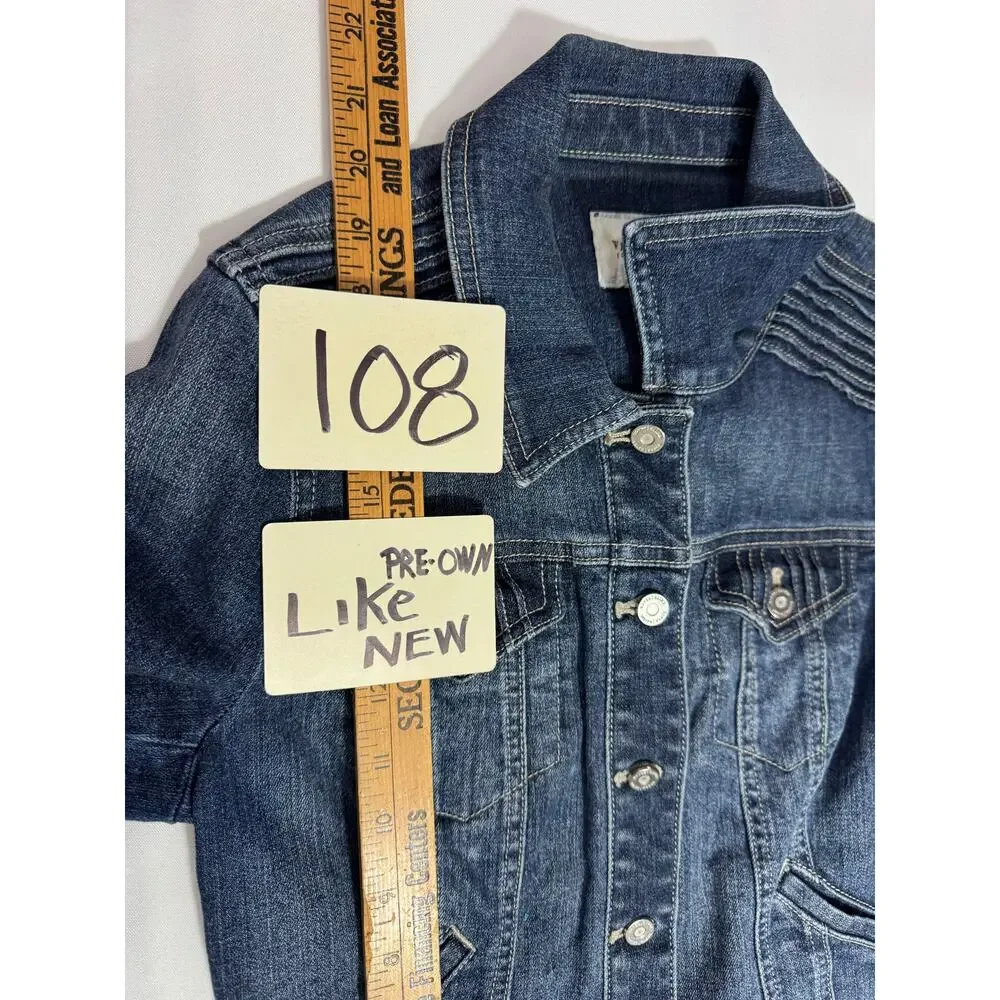 WHITE HOUSE BLACK MARKET JEAN JACKET — Cotton Stretch Denim Blue Size 6 - Picture 3 of 8
